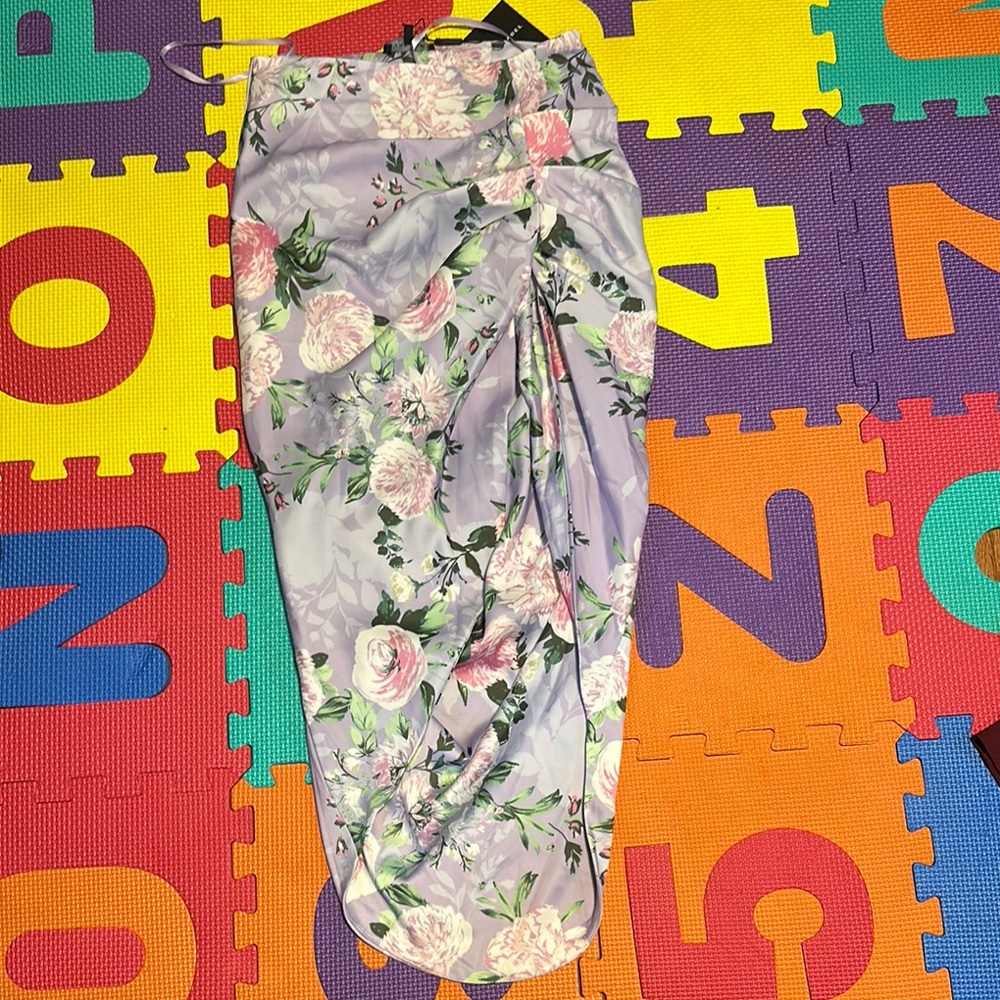 Floral Maxi Skirt in Lavender and Pink